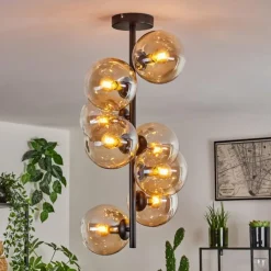 hofstein Plafonnier - Verre 15 cm Gastor Ambre, Clair, 8 lumières