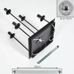 hofstein Plafonnier - Verre 15 cm Gastor Fumé, 5 lumières