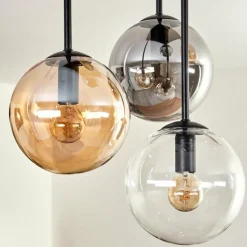 hofstein Plafonnier - Verre 15 cm Gastor Ambre, Clair, Fumé, 5 lumières