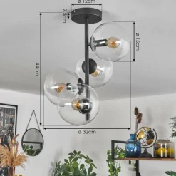 hofstein Plafonnier - Verre 15 cm Gastor Clair, 4 lumières
