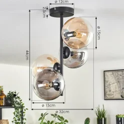 hofstein Plafonnier - Verre 15 cm Gastor Ambre, Clair, Fumé, 4 lumières