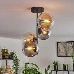 hofstein Plafonnier - Verre 15 cm Gastor Ambre, Clair, Fumé, 4 lumières