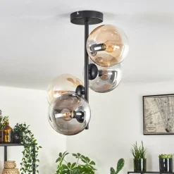 hofstein Plafonnier - Verre 15 cm Gastor Ambre, Clair, Fumé, 4 lumières