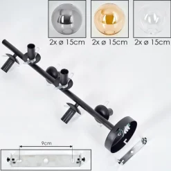 hofstein Plafonnier - Verre 15 cm Gastor Ambre, Clair, Fumé, 6 lumières