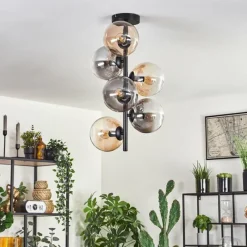 hofstein Plafonnier - Verre 15 cm Gastor Ambre, Clair, Fumé, 6 lumières