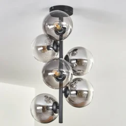 hofstein Plafonnier - Verre 15 cm Gastor Clair, Fumé, 6 lumières