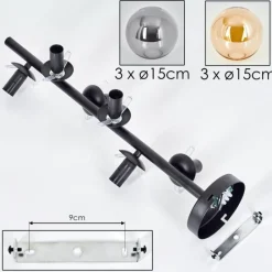 Suspension Verre Fumé-hofstein Plafonnier - Verre 15 cm Gastor Ambre, Fumé, 6 lumières