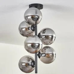 hofstein Plafonnier - Verre 15 cm Gastor Fumé, 6 lumières