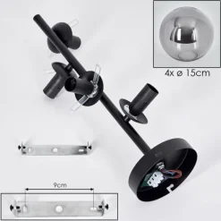 hofstein Plafonnier - Verre 15 cm Gastor Fumé, 4 lumières