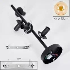 hofstein Plafonnier - Verre 15 cm Gastor Ambre, 4 lumières