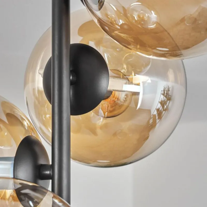 hofstein Plafonnier - Verre 15 cm Gastor Ambre, 4 lumières
