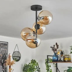 hofstein Plafonnier - Verre 15 cm Gastor Ambre, 4 lumières