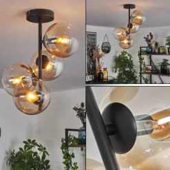 hofstein Plafonnier - Verre 15 cm Gastor Ambre, Clair, 4 lumières