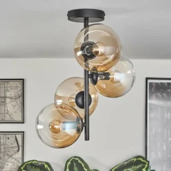 hofstein Plafonnier - Verre 15 cm Gastor Ambre, Clair, 4 lumières