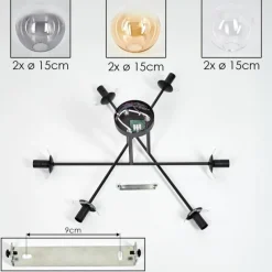 Suspension Verre Fumé-hofstein Plafonnier - Verre 15 cm Gastor Ambre, Clair, Fumé, 6 lumières