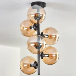 hofstein Plafonnier - Verre 15 cm Gastor Ambre, 6 lumières