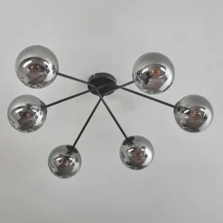 hofstein Plafonnier - Verre 15 cm Gastor Fumé, 6 lumières