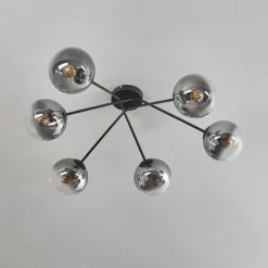 hofstein Plafonnier - Verre 15 cm Gastor Clair, Fumé, 6 lumières