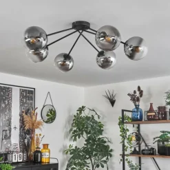 hofstein Plafonnier - Verre 15 cm Gastor Clair, Fumé, 6 lumières