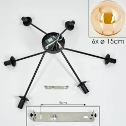 hofstein Plafonnier - Verre 15 cm Gastor Ambre, 6 lumières