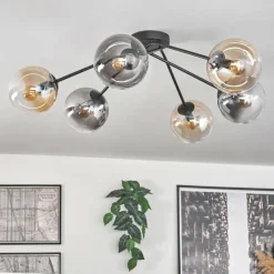 hofstein Plafonnier - Verre 15 cm Gastor Ambre, Clair, Fumé, 6 lumières