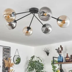 hofstein Plafonnier - Verre 15 cm Gastor Ambre, Clair, Fumé, 6 lumières