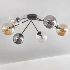 hofstein Plafonnier - Verre 15 cm Gastor Ambre, Clair, Fumé, 6 lumières