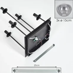 hofstein Plafonnier - Verre 15 cm Gastor Clair, Fumé, 5 lumières