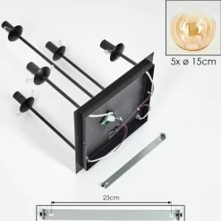 hofstein Plafonnier - Verre 15 cm Gastor Ambre, Clair, 5 lumières