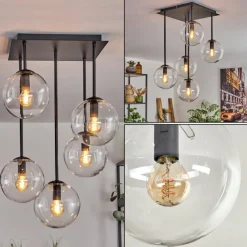 hofstein Plafonnier - Verre 15 cm Gastor Clair, 5 lumières