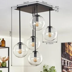 hofstein Plafonnier - Verre 15 cm Gastor Clair, 5 lumières