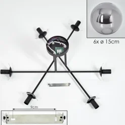 hofstein Plafonnier - Verre 15 cm Gastor Fumé, 6 lumières