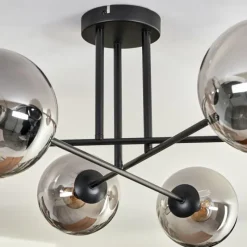 hofstein Plafonnier - Verre 15 cm Gastor Fumé, 6 lumières