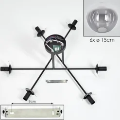 hofstein Plafonnier - Verre 15 cm Gastor Clair, Fumé, 6 lumières
