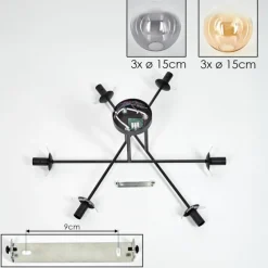 hofstein Plafonnier - Verre 15 cm Gastor Ambre, Clair, Fumé, 6 lumières