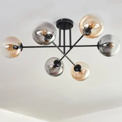 hofstein Plafonnier - Verre 15 cm Gastor Ambre, Clair, Fumé, 6 lumières