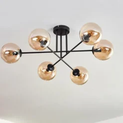 hofstein Plafonnier - Verre 15 cm Gastor Ambre, 6 lumières