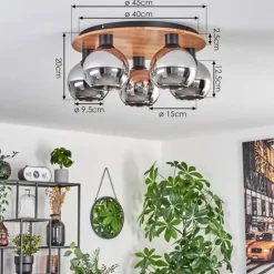 hofstein Plafonnier - Verre 15 cm Koyoto Écru, Noir, 5 lumières