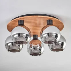 hofstein Plafonnier - Verre 15 cm Koyoto Écru, Noir, 5 lumières