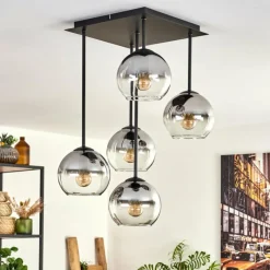 hofstein Plafonnier - Verre 15 cm Koyoto Clair, Fumé, 5 lumières