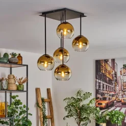 hofstein Plafonnier - Verre 15 cm Koyoto Or, Clair, 5 lumières