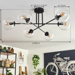 hofstein Plafonnier - Verre 15 cm Koyoto Clair, 6 lumières