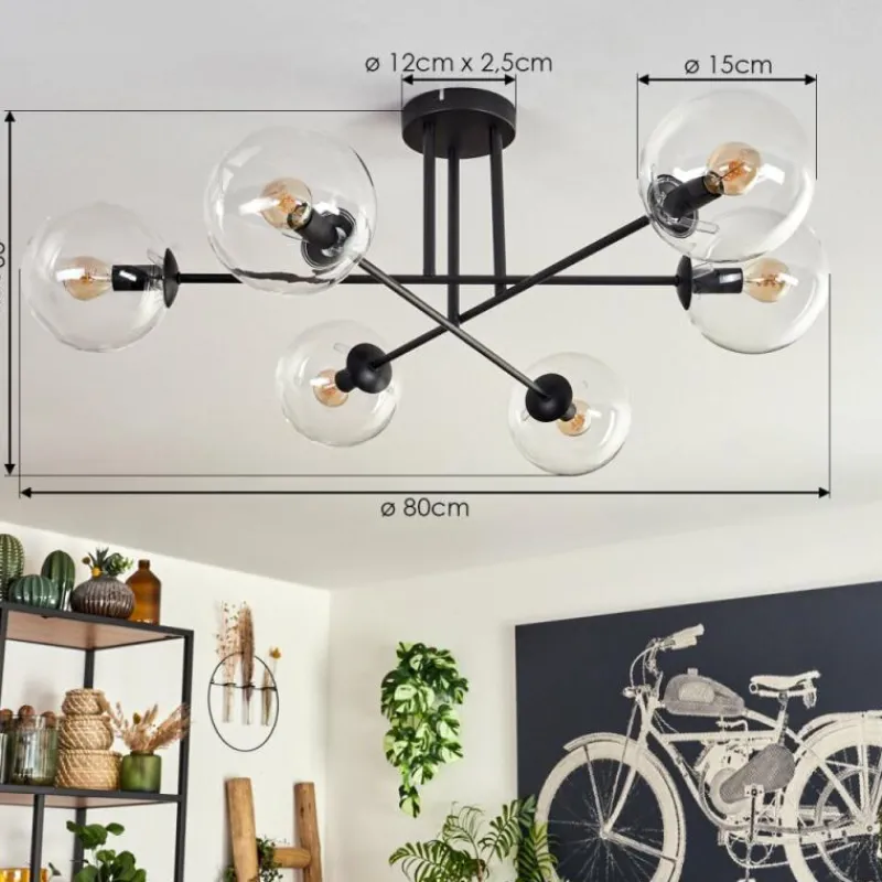 hofstein Plafonnier - Verre 15 cm Koyoto Clair, 6 lumières