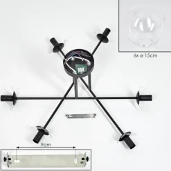 hofstein Plafonnier - Verre 15 cm Koyoto Clair, 6 lumières