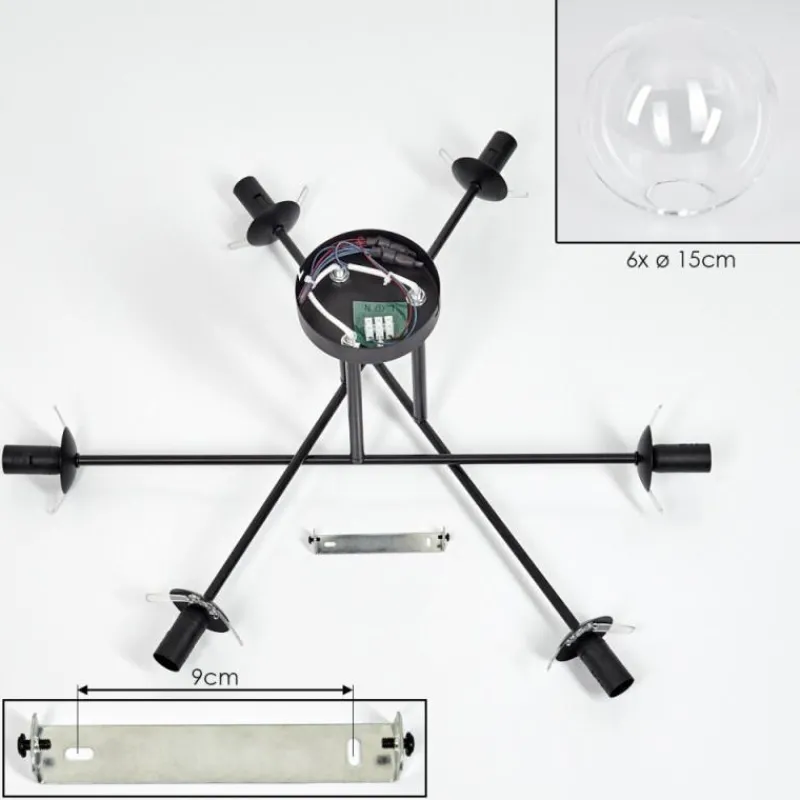 hofstein Plafonnier - Verre 15 cm Koyoto Clair, 6 lumières