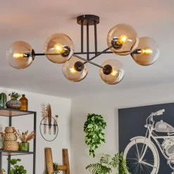 hofstein Plafonnier - Verre 15 cm Koyoto Ambre, Clair, 6 lumières