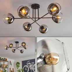 hofstein Plafonnier - Verre 15 cm Koyoto Chrome, Clair, 6 lumières