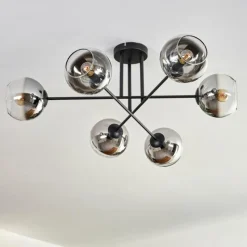 hofstein Plafonnier - Verre 15 cm Koyoto Chrome, Clair, 6 lumières