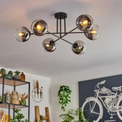 hofstein Plafonnier - Verre 15 cm Koyoto Chrome, Clair, 6 lumières