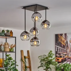 hofstein Plafonnier - Verre 15 cm Koyoto Chrome, Clair, 5 lumières